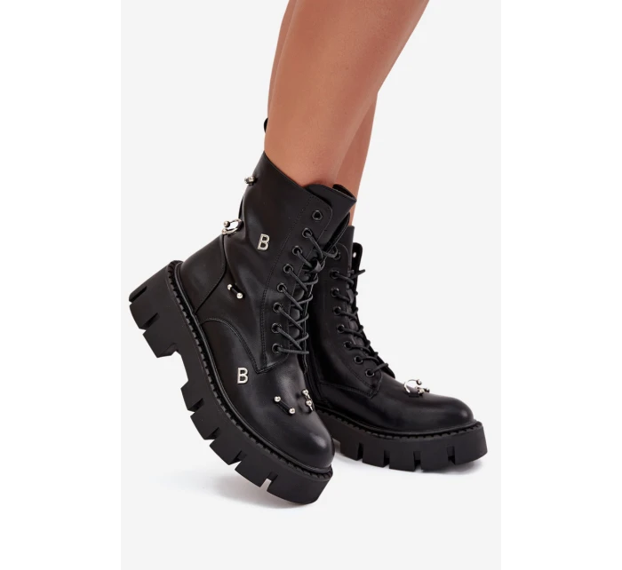 Botki Workery Damskie Z Ozdobami Ocieplane Czarne Lunea Botki Workery Damskie Z Ozdobami Ocieplane Czarne Lunea