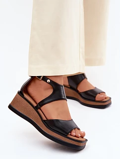 Kožené sandály na  Černé model 22125796 - Maciejka