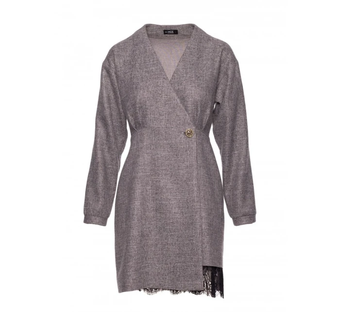 M871 Zavinovacie šaty z tvídu - grafitové