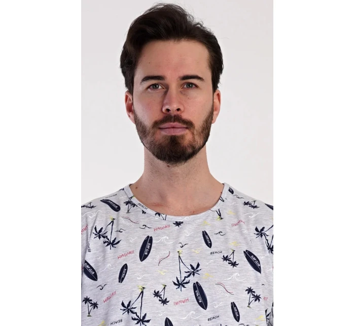 Pánska nočná košeľa Surfing Grey s potlačou - Vienetta Pánska nočná košeľa Surfing Grey s potlačou - Vienetta