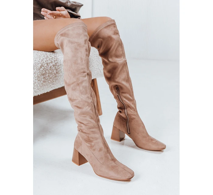 Dámské kozačky  béžové FashionStreet model 22103339 - SWEET SHOES