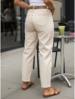 Dámské džíny s páskem mom fit béžové FashionStreet UY3056