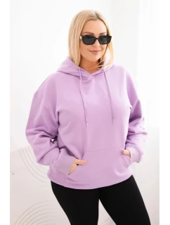 Dámska bavlnená mikina s kapucňou a klokankou Plus Size Purple