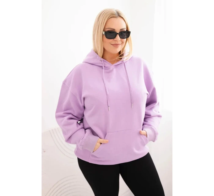 Dámska bavlnená mikina s kapucňou a klokankou Plus Size Purple Dámska bavlnená mikina s kapucňou a klokankou Plus Size Purple