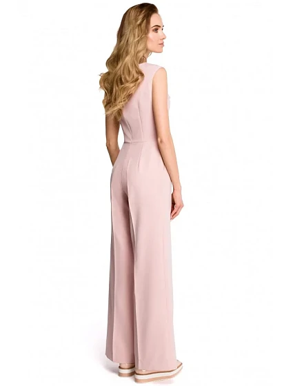 model 18001804 Kombinéza se širokými nohavicemi pudrová - STYLOVE model 18001804 Kombinéza se širokými nohavicemi pudrová - STYLOVE