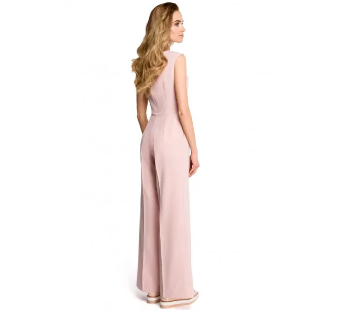 S115 Overal so širokými nohavicami - púdrový