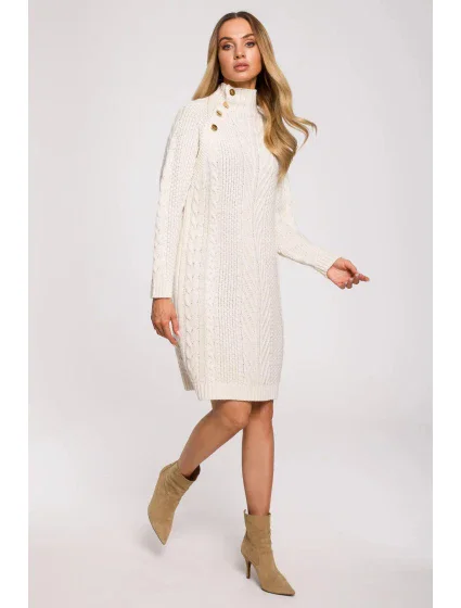 Dámske svetrové šaty M635 beige - Made Of Emotion