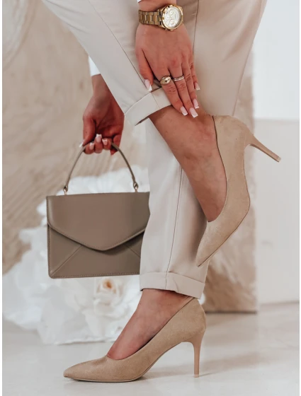 Dámské boty na podpatku beige Dstreet model 21984438 - FashionStreet