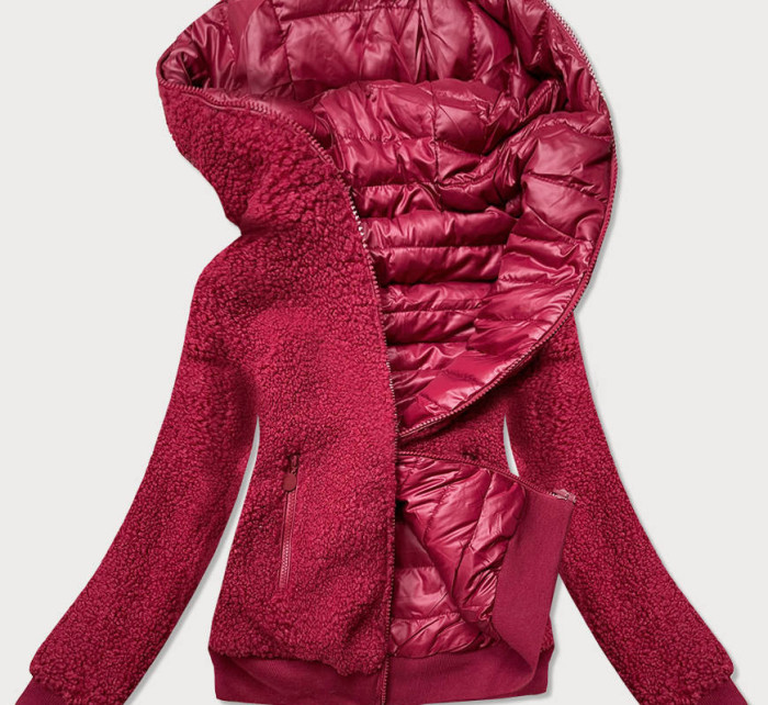 Obojstranná červená dámska bunda "jahňa" (H-989-25)