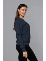 Tmavomodrá dámska tepláková mikina so sťahovacími lemami (W01-25)