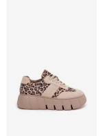 Semišové zateplené dámské tenisky na masivní platformě  béžové model 21707642 - VINCEZA