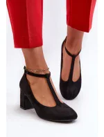 Čierne semišové lodičky na podpätku Raniyah Eco