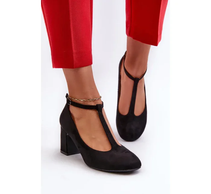 Čierne semišové lodičky na podpätku Raniyah Eco