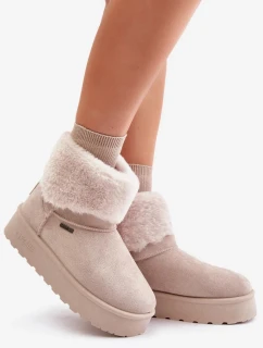 Platformové snežnice s kožušinou Big Star Light Beige