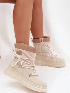 Dámske snežnice Lee Cooper so zipsom - béžové