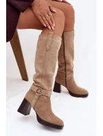 Dámske zateplené čižmy 1825 beige - Style