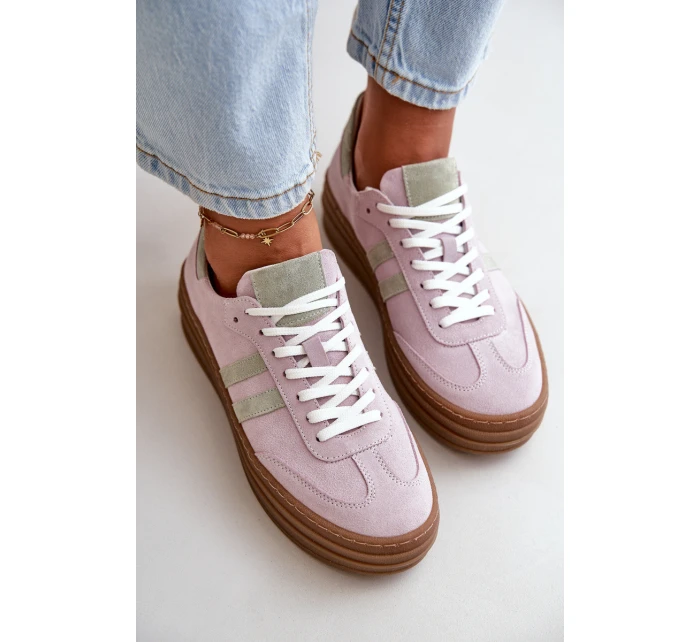 Zazoo N1068S4 Damskie Zamszowe Sneakersy Na Platformie Fioletowe