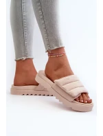 Dámske papuče na platforme Big Star Beige