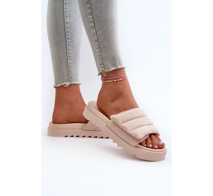 Dámske papuče na platforme Big Star Beige