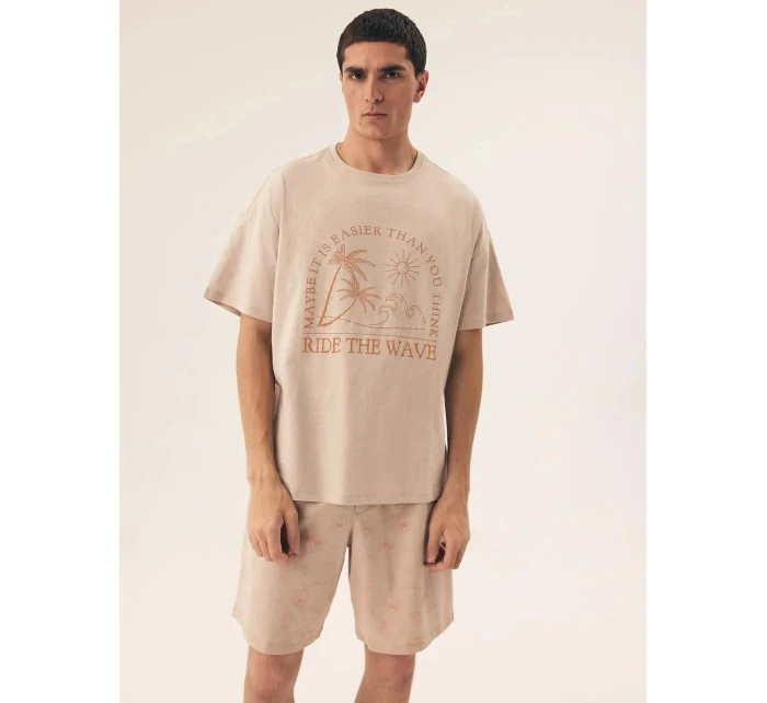 Pánske pyžamo Core 42604 02X Béžový vzor - Henderson