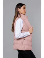 Ružová páperová dámska vesta (5M719-46)