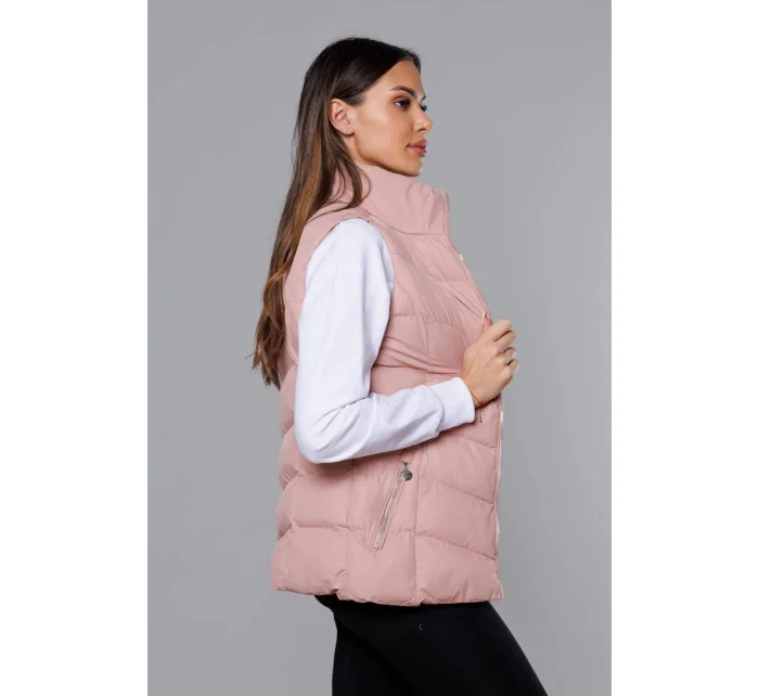 Ružová páperová dámska vesta (5M719-46)