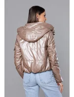 Krátka dámska bunda vo farbe cappuccino (B8138-12)