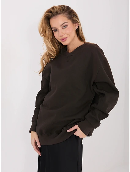 Bawełniana damska bluza basic Goodlookin ciemny brąz (A1047) Bawełniana damska bluza basic Goodlookin ciemny brąz (A1047)