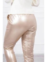 Dvojvrstvové velúrové nohavice béžové