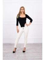 Blúzka s rebrovaným výstrihom čierna