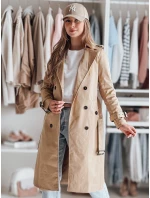 Dámsky dlhý kabát s opaskom SLIMFOTA camel FashionStreet NY0746