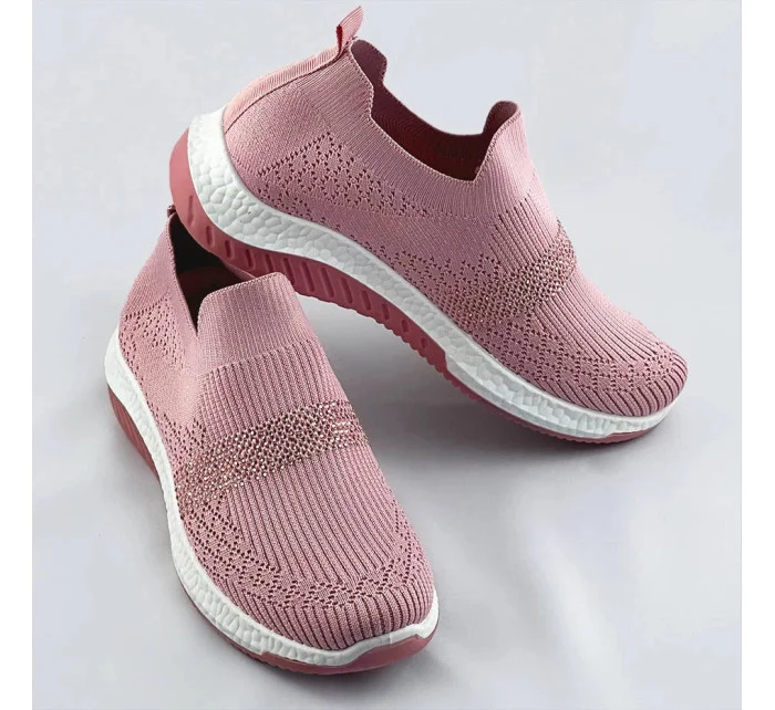 Ružové azúrové dámske topánky so zirkónmi (C1057)