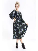 modré dámské květované šaty s kulatým výstřihem model 19514328 - Ann Gissy