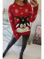 Vianočný sveter so sobom červený Vianočný sveter so sobom červený