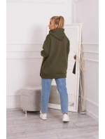Zateplená mikina se zapínáním na druky khaki