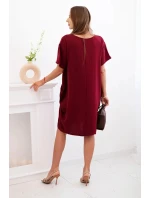 Šaty s kapsami a přívěskem tmavě vínová Šaty s kapsami a přívěskem tmavě vínová