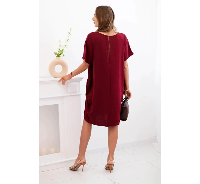 Šaty s kapsami a přívěskem tmavě vínová Šaty s kapsami a přívěskem tmavě vínová