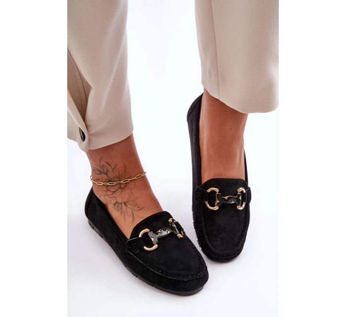 Kožené Dámské Mokasíny S Ozdobou Černé model 21629463 - Boto