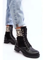 Damskie Botki Workery Ze Skarpetą Czarne Hakina Damskie Botki Workery Ze Skarpetą Czarne Hakina