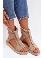 Dámské sandály s vysokým svrškem tmavě béžové Coralya