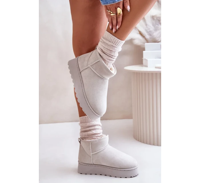 Sněhule Dámské Na Platformě Zateplené Kožíškem Světle Šedé Xamella Sněhule Dámské Na Platformě Zateplené Kožíškem Světle Šedé Xamella