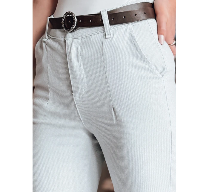 Dámské kalhoty slim fit s páskem světle šedé Dstreet model 21986213 - FashionStreet