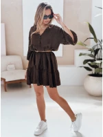 letní mušelínové šaty tmavě hnědé Dstreet model 21989665 - FashionStreet