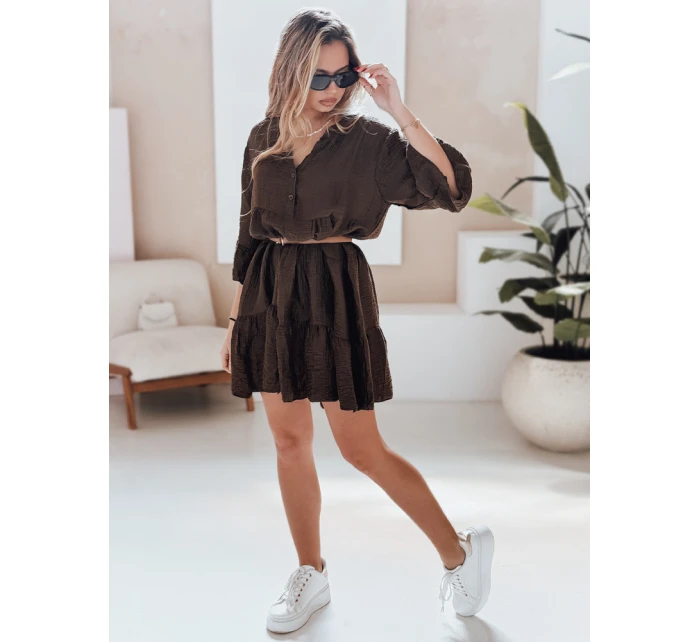 letní mušelínové šaty tmavě hnědé Dstreet model 21989665 - FashionStreet