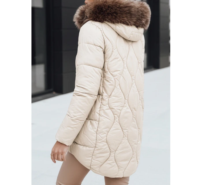 Dámská zimní bunda s kožešinou ecru Dstreet model 21994796 - FashionStreet