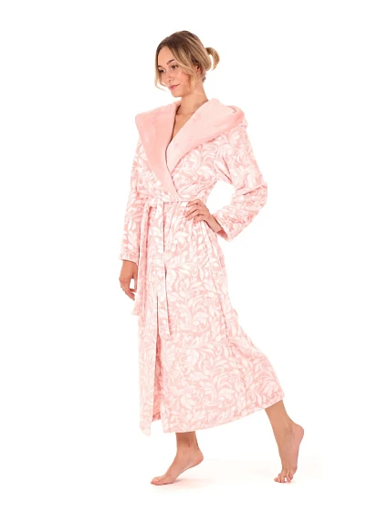 Dámsky župan Flora s kapucňou 3956 3053 Patterned Pink Pearl - Vestis Dámsky župan Flora s kapucňou 3956 3053 Patterned Pink Pearl - Vestis