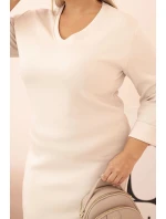 Dámske Plus veľkosť maslo V-neck bez rukávov béžové šaty