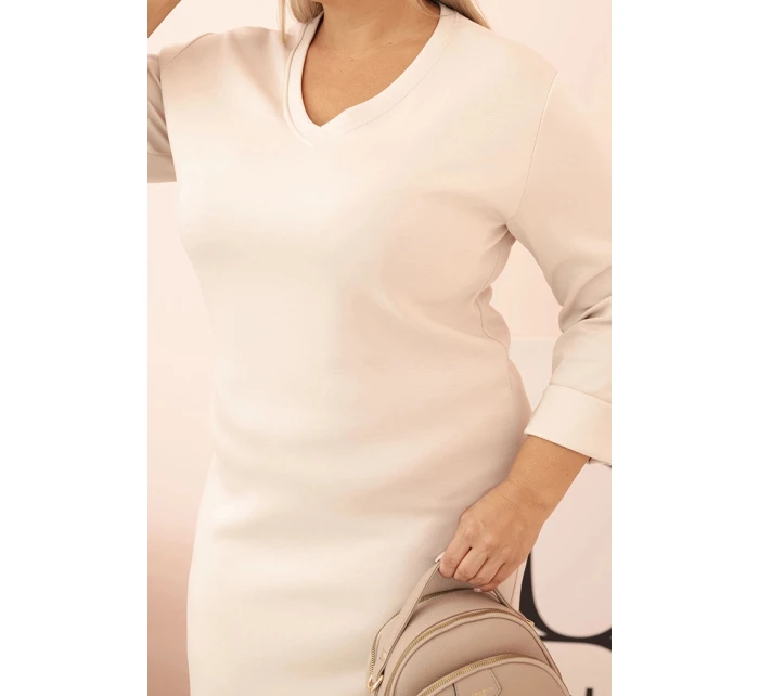 Dámske Plus veľkosť maslo V-neck bez rukávov béžové šaty