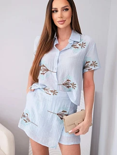 Dámský komplet košile s krátkým rukávem a  modrý model 22048791 - K-Fashion