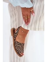 model 21697372 Kožené Nazouvací Sandály Leopardí - Zazoo